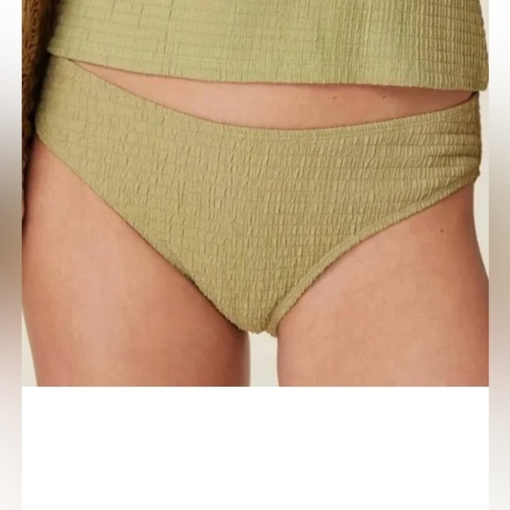 NWT Andie Swim The Bikini Bottom Smocked Sage Womens Size XS Classic Low Rise